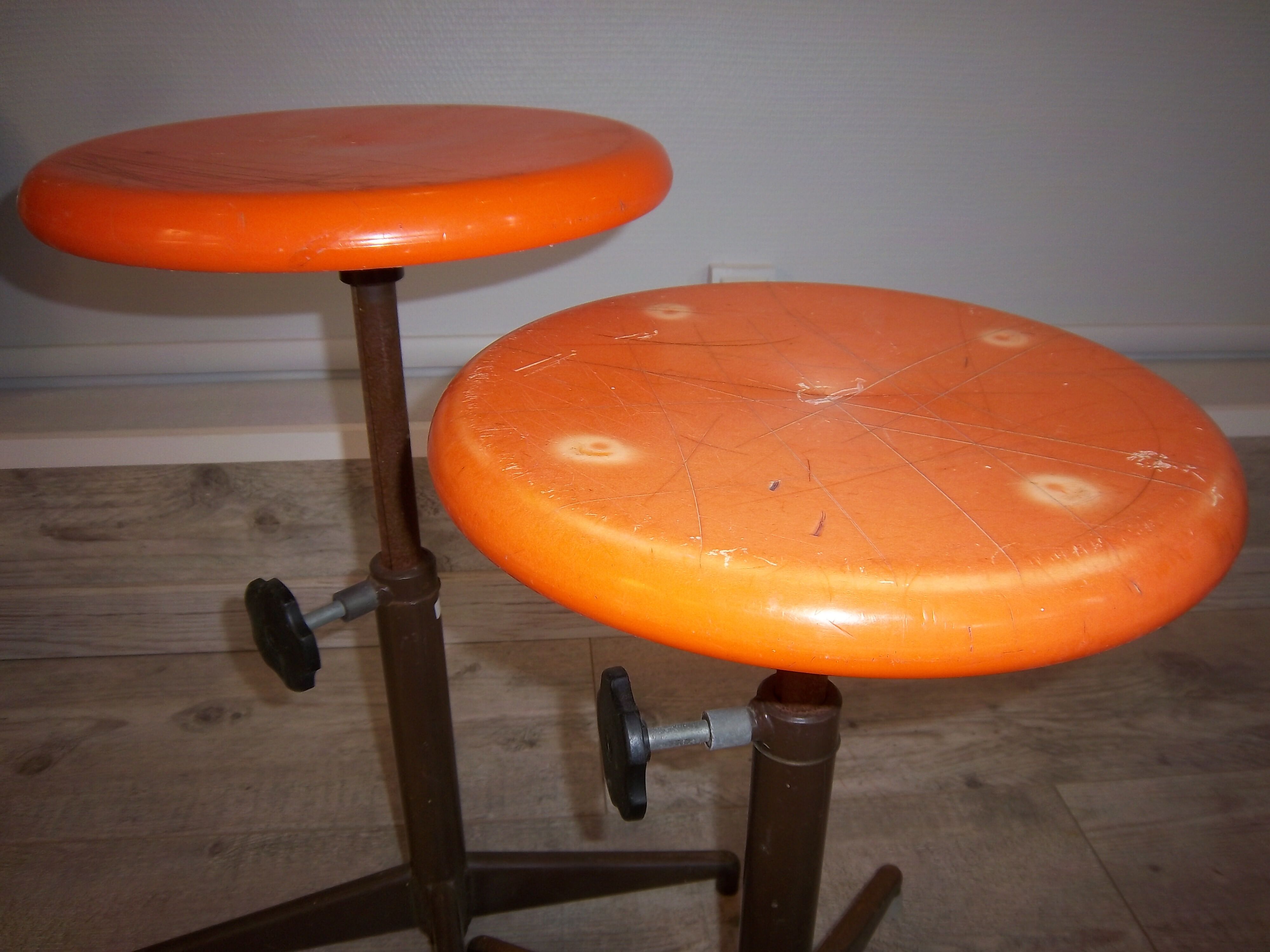 Pair of industrial workshop stools of 1960
