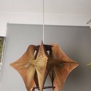 Large futuristic  wooden hanging lamp 1960s