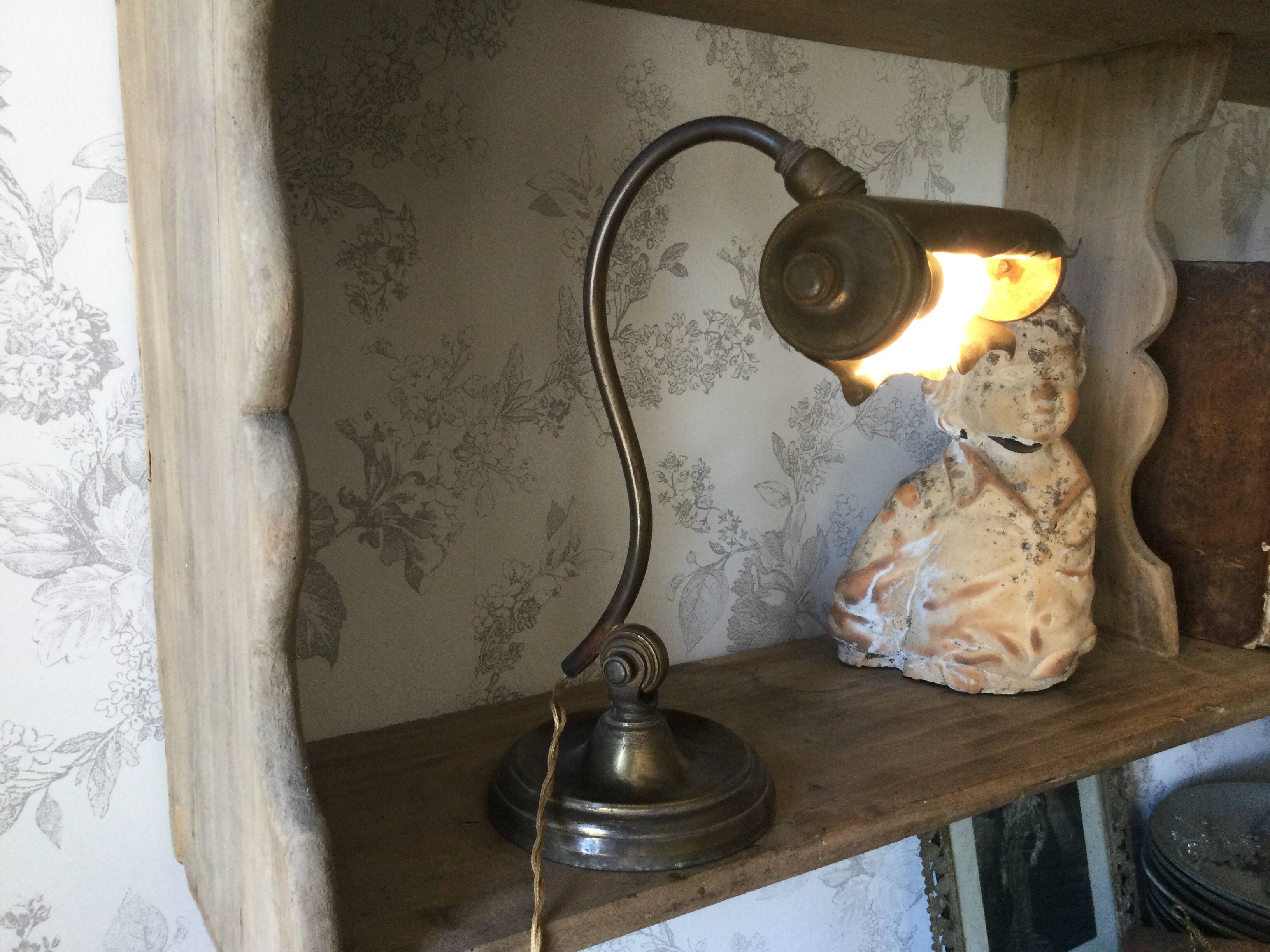 Lampe ancienne de bureau en cuivre