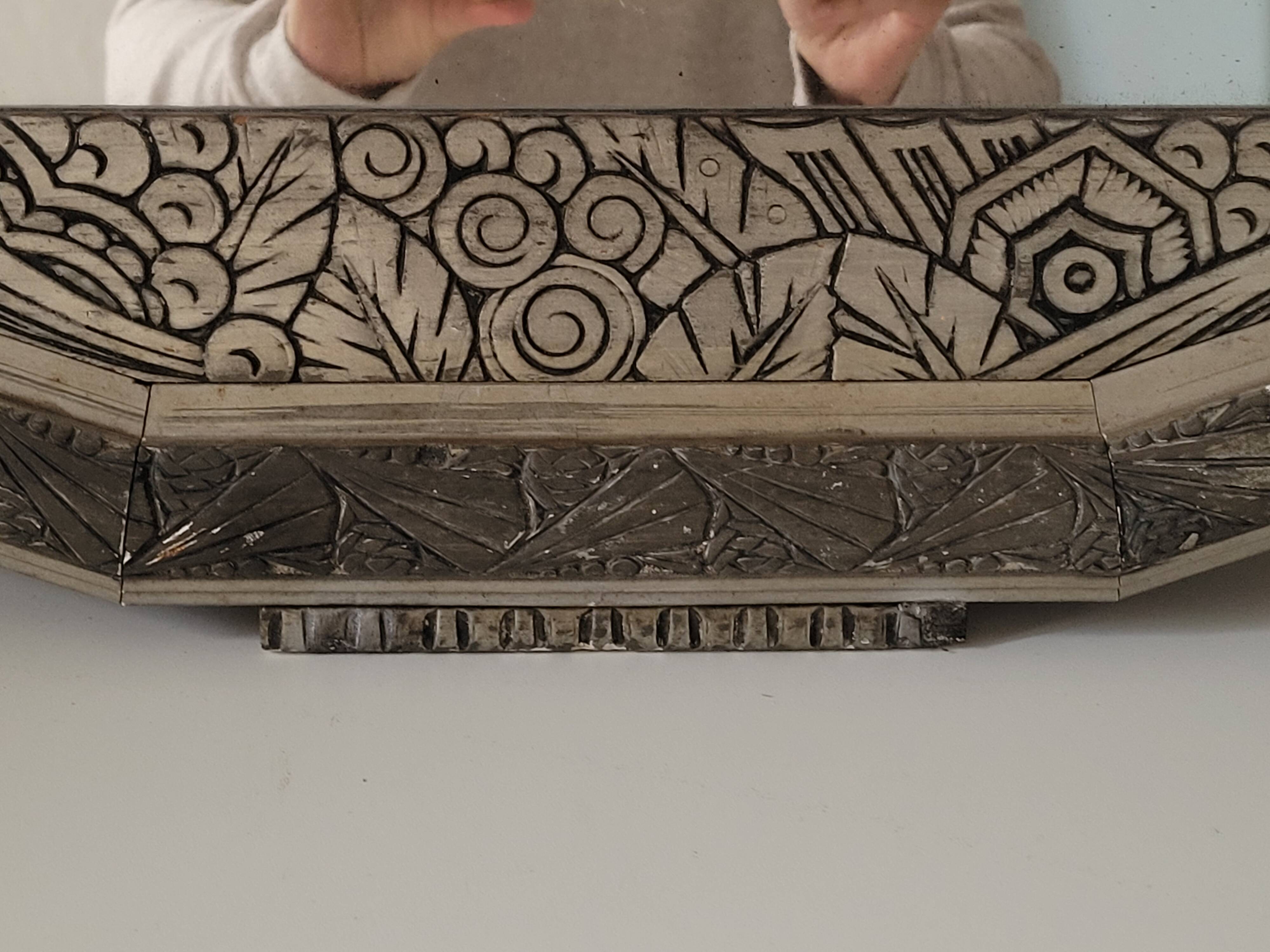 Silver art deco mirror