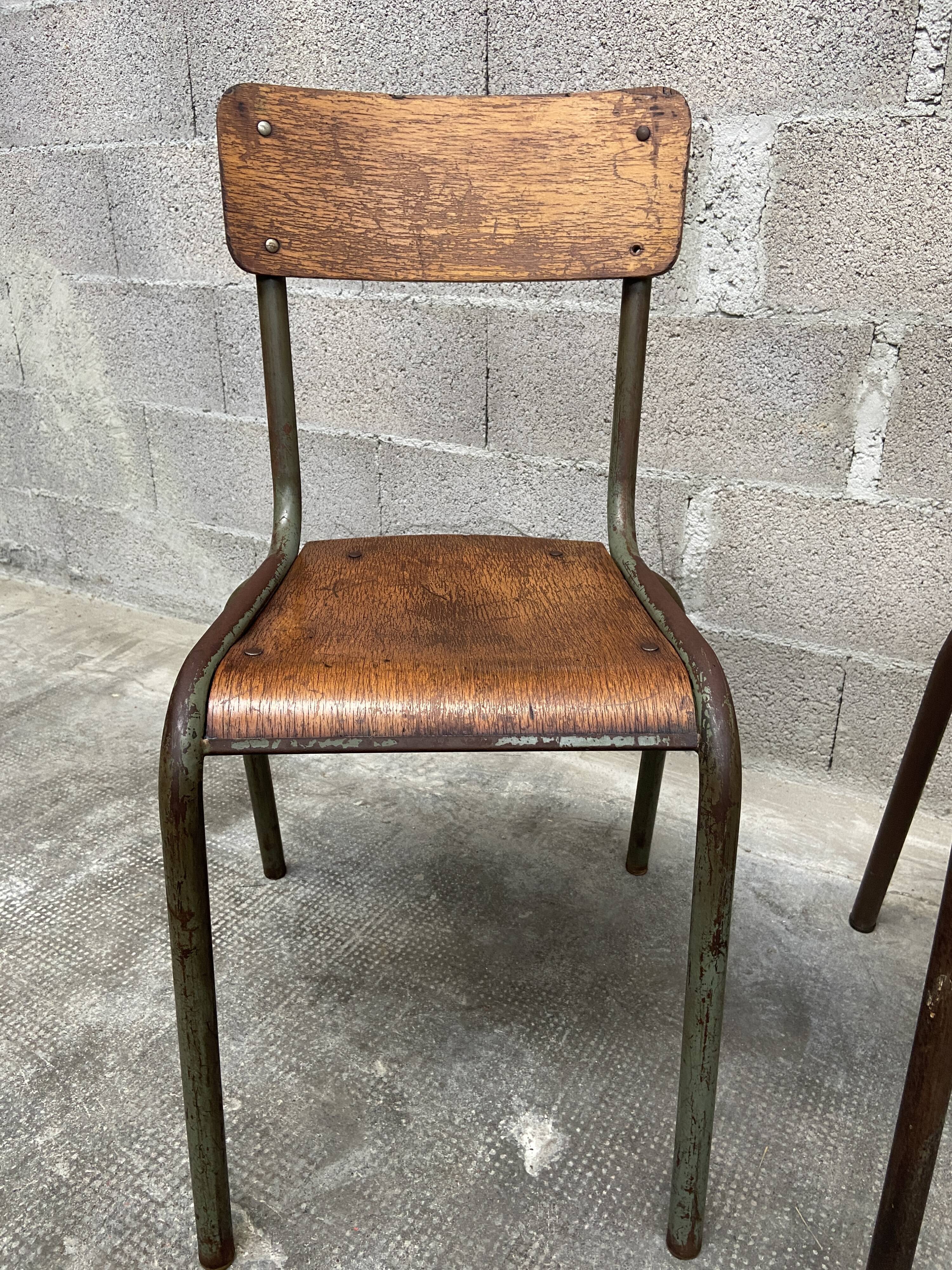 4 vintage school chairs