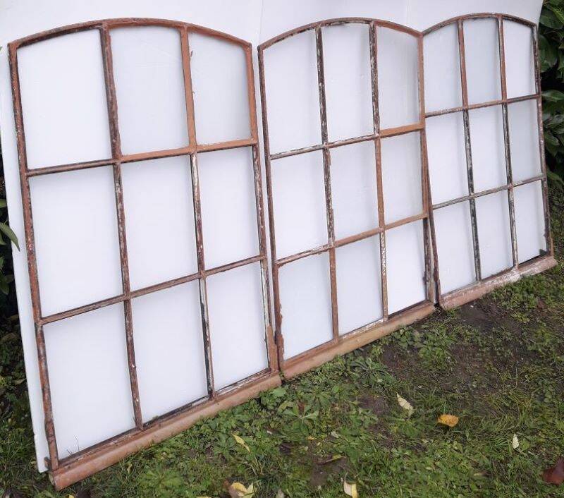 Industrial arched metal windows L73xH110 19th century glass roof