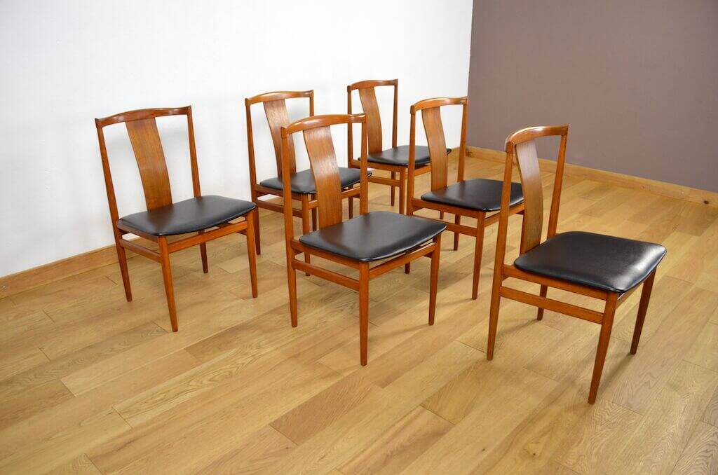 6 Danish teak chairs from 1960 by Henning Sorensen