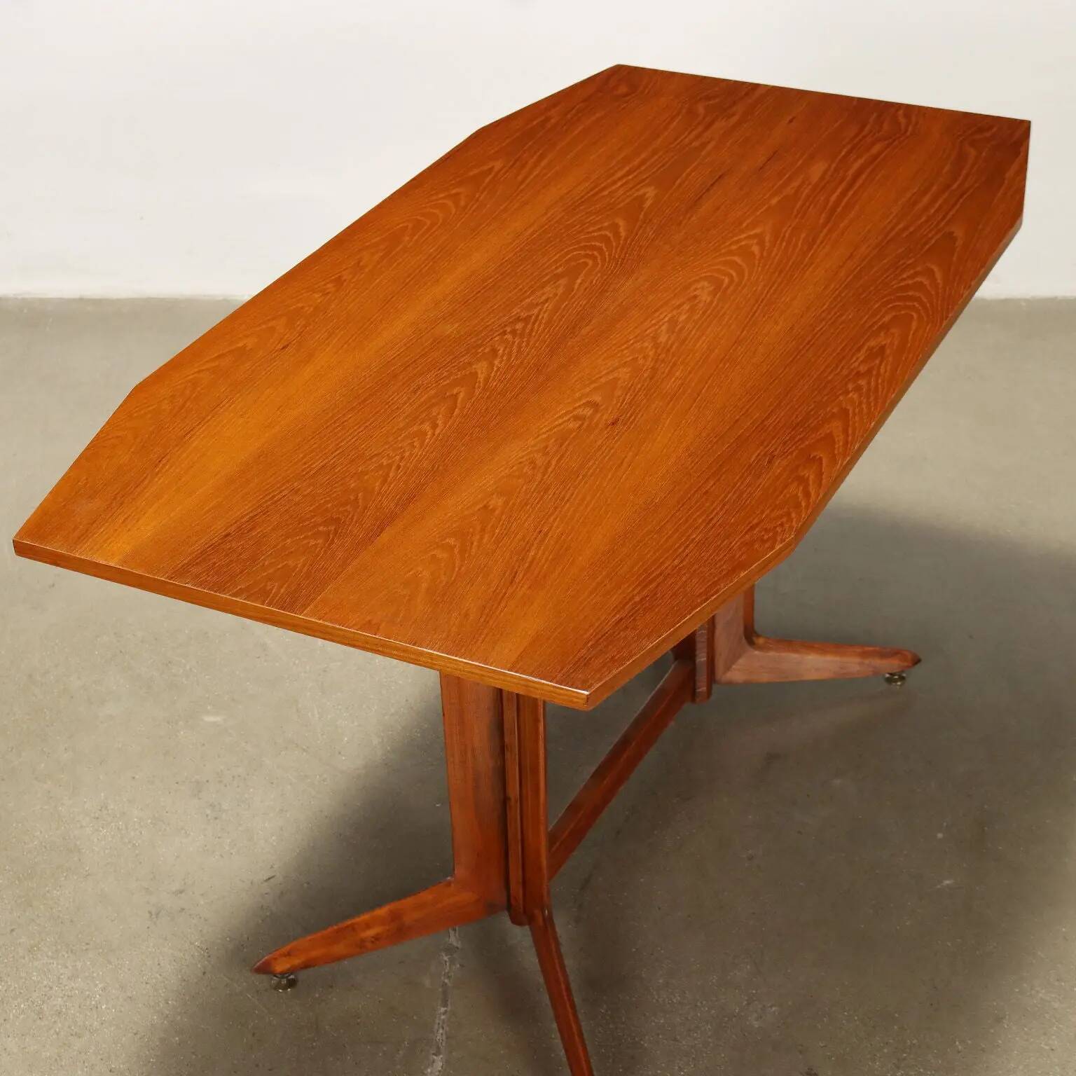 1960s vintage table in teak and beech, restored, Italy.