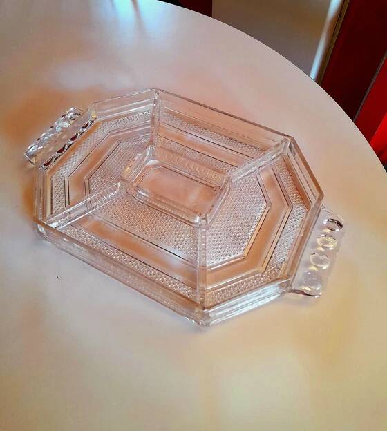 Plateau apéritifs art déco en verre