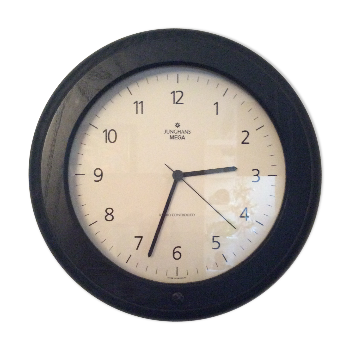 Vintage Junghans 80s black wooden clock