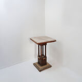 Pedestal table in wood and marble