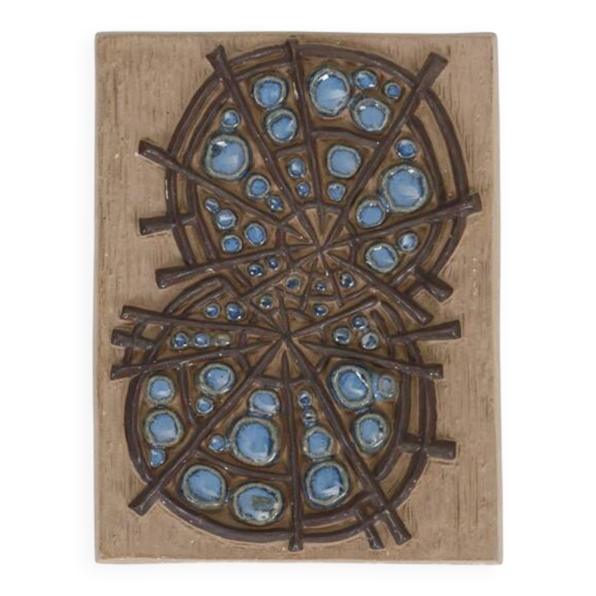 Rare “Abstract Wheels” ceramic relief by Marianne Starck for Michael Andersen / wall plaque / Mid-century Danish modern design / 1960s / 1970s