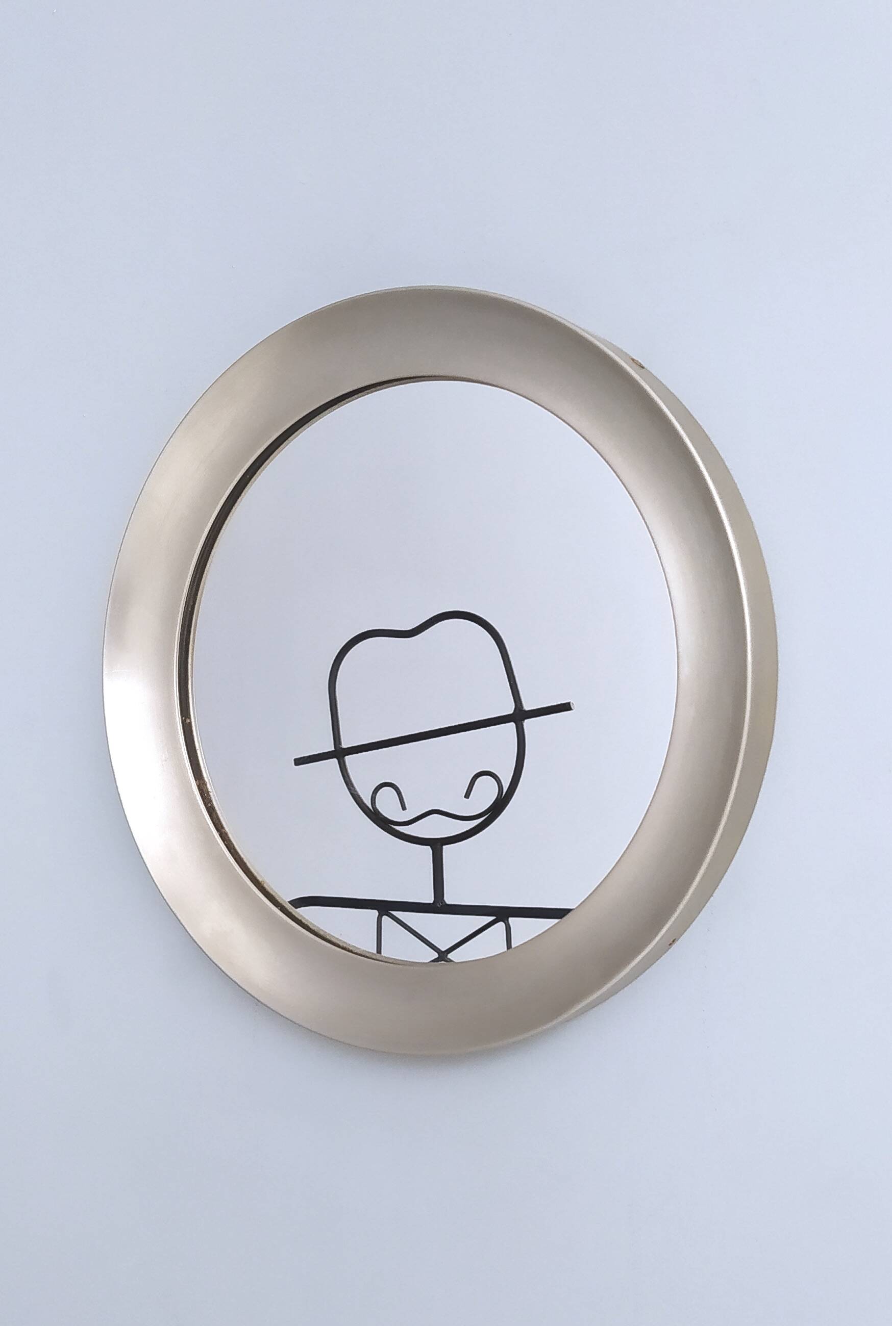 Round Narciso Mirror with Steel Frame by S. Mazza for Artemide, Italy