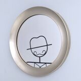 Round Narciso Mirror with Steel Frame by S. Mazza for Artemide, Italy