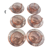 6 cups/under cups pink glass "rosaline" Arcoroc France - vintage