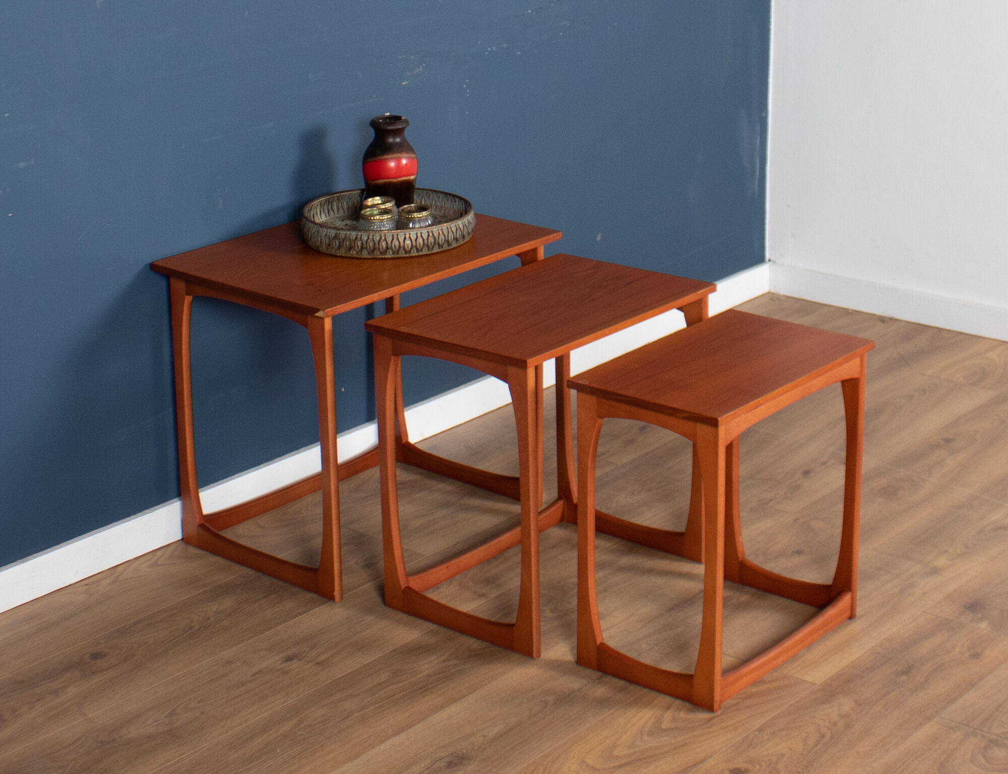 Retro teak 1960s mid century nest of tables coffee tables