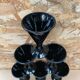 Set of 6 Art Nouveau Ice Cream Cups Black Opaline Glass France Vintage