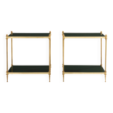 Pair of neoclassical lacquered brass side tables by Maison Jansen, 1970
