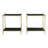 Paire de tables d’appoint néoclassiques laiton laque Maison Jansen 1970