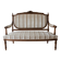 Louis XV style classic canapé reupholstered in striped beige fabric.