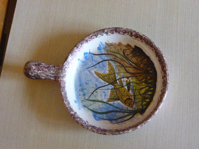 Poelon in hand-painted cermal, vintage oleron Island 1960