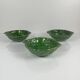 Set of 3 green leaf artichoke barbotine bowls vintage 70s