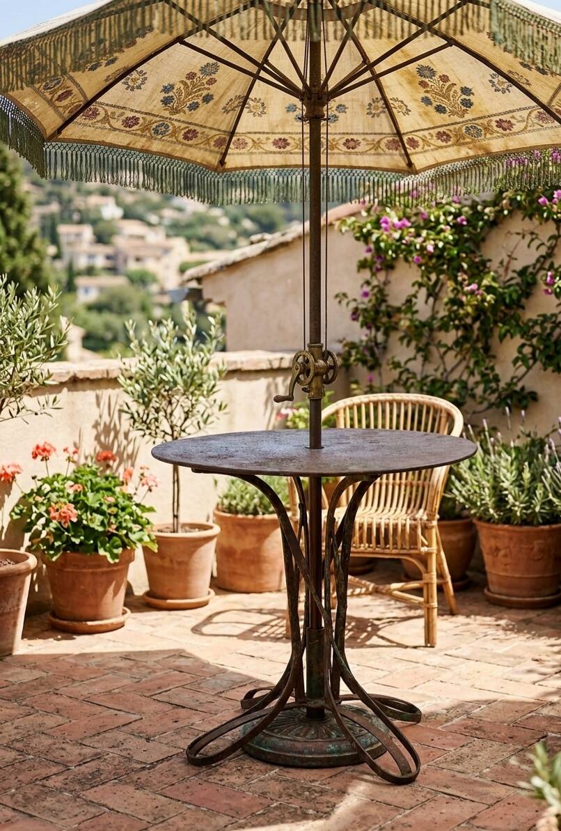 Table de jardin Eiffel en fer forgé riveté du XIXe