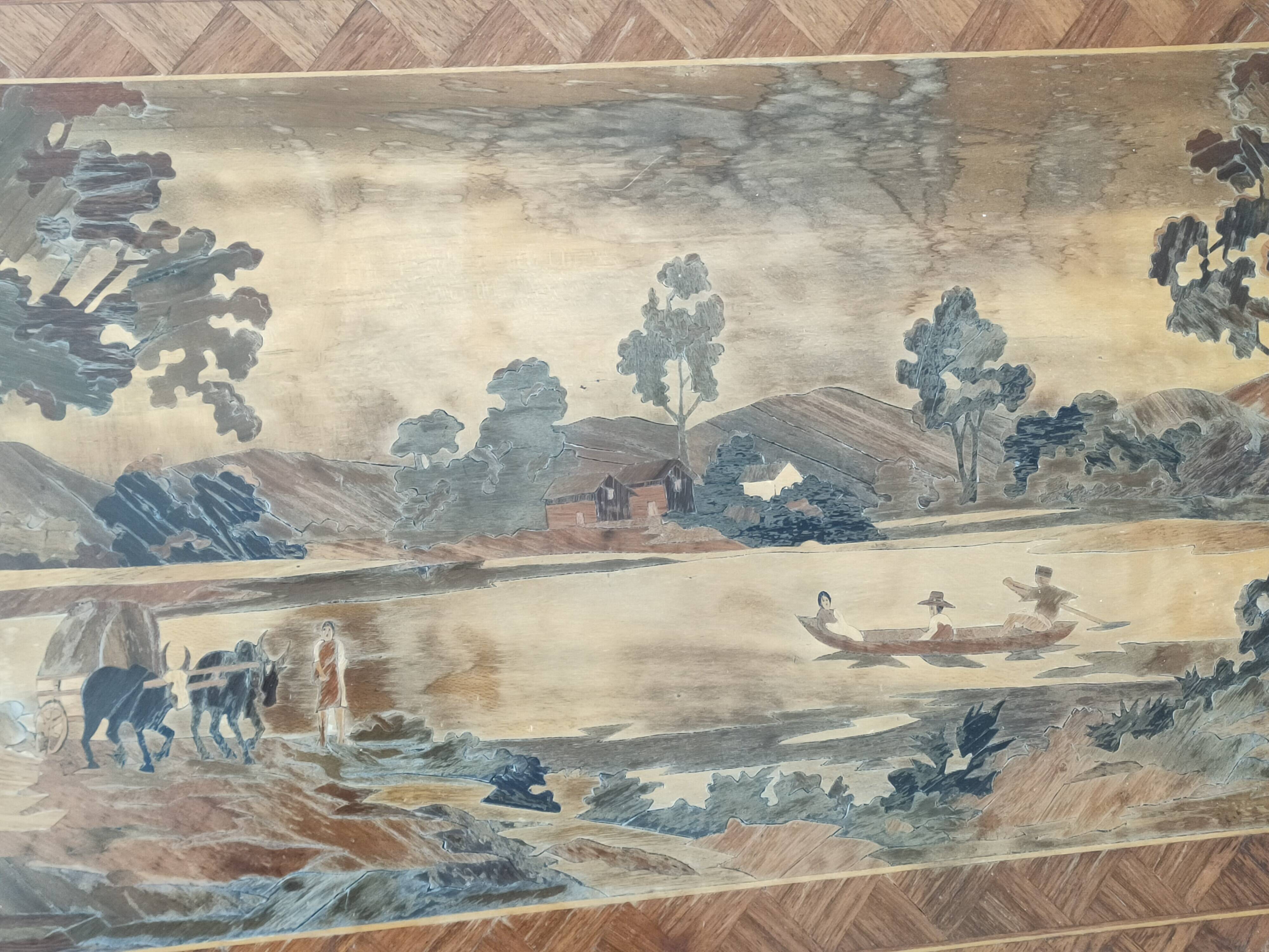 coffee table in marquetry from the 1950s-60s