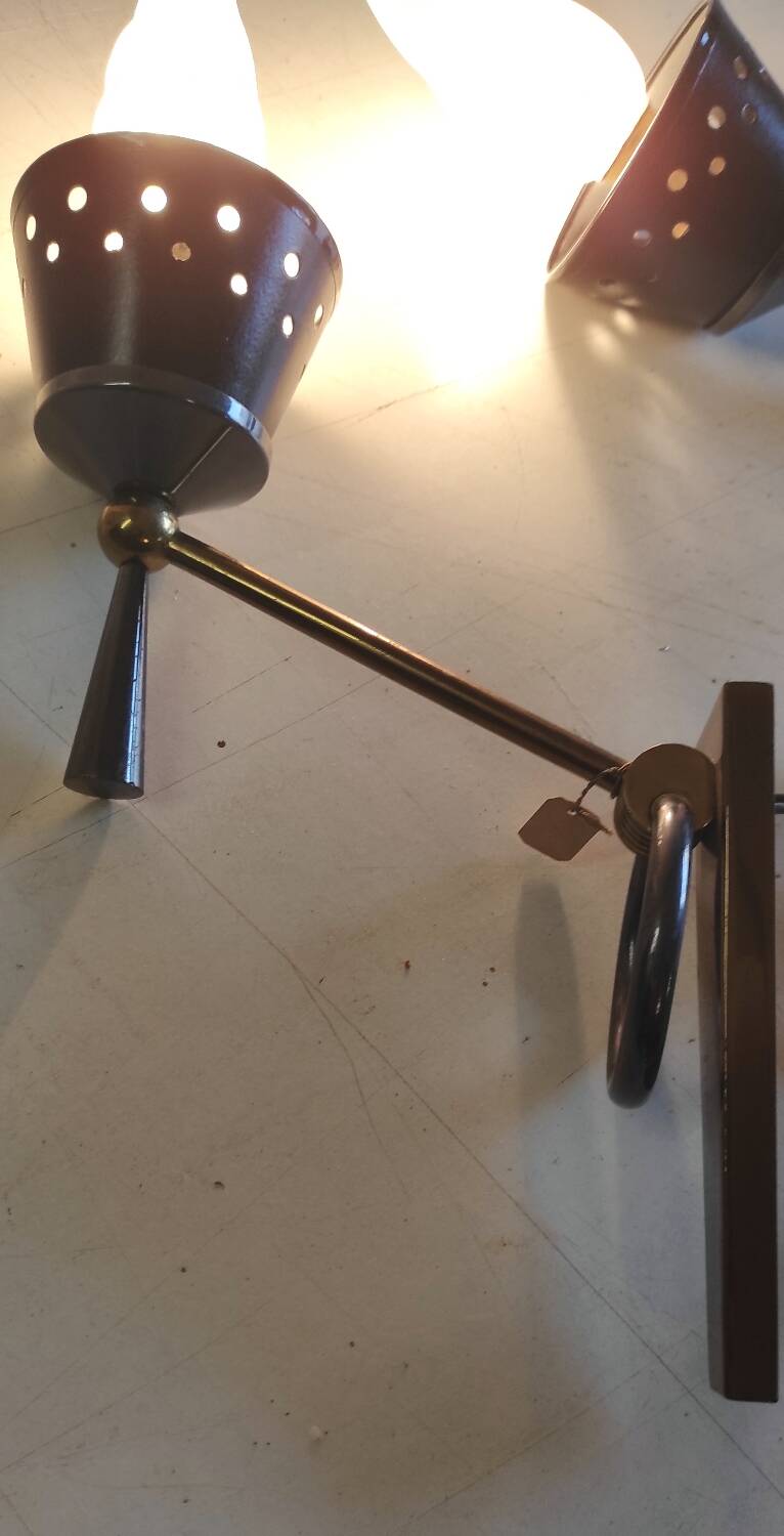 Polished varnished bronze wall lights from the Lunel house - 1950s