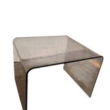 Vintage curved smoked plexiglass side table/end table