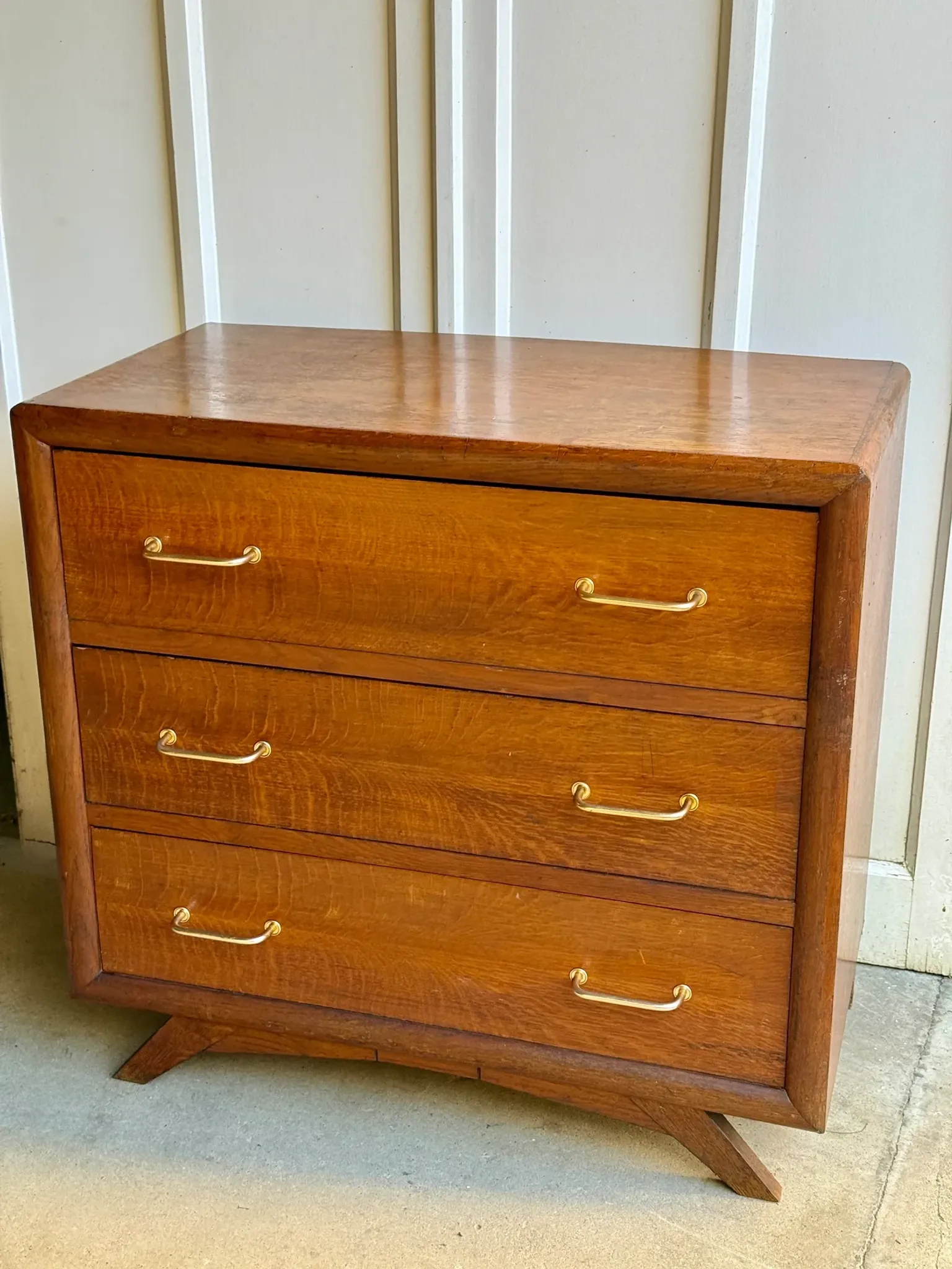 Vintage wooden chest of drawers with tapered legs - 1950s/60s