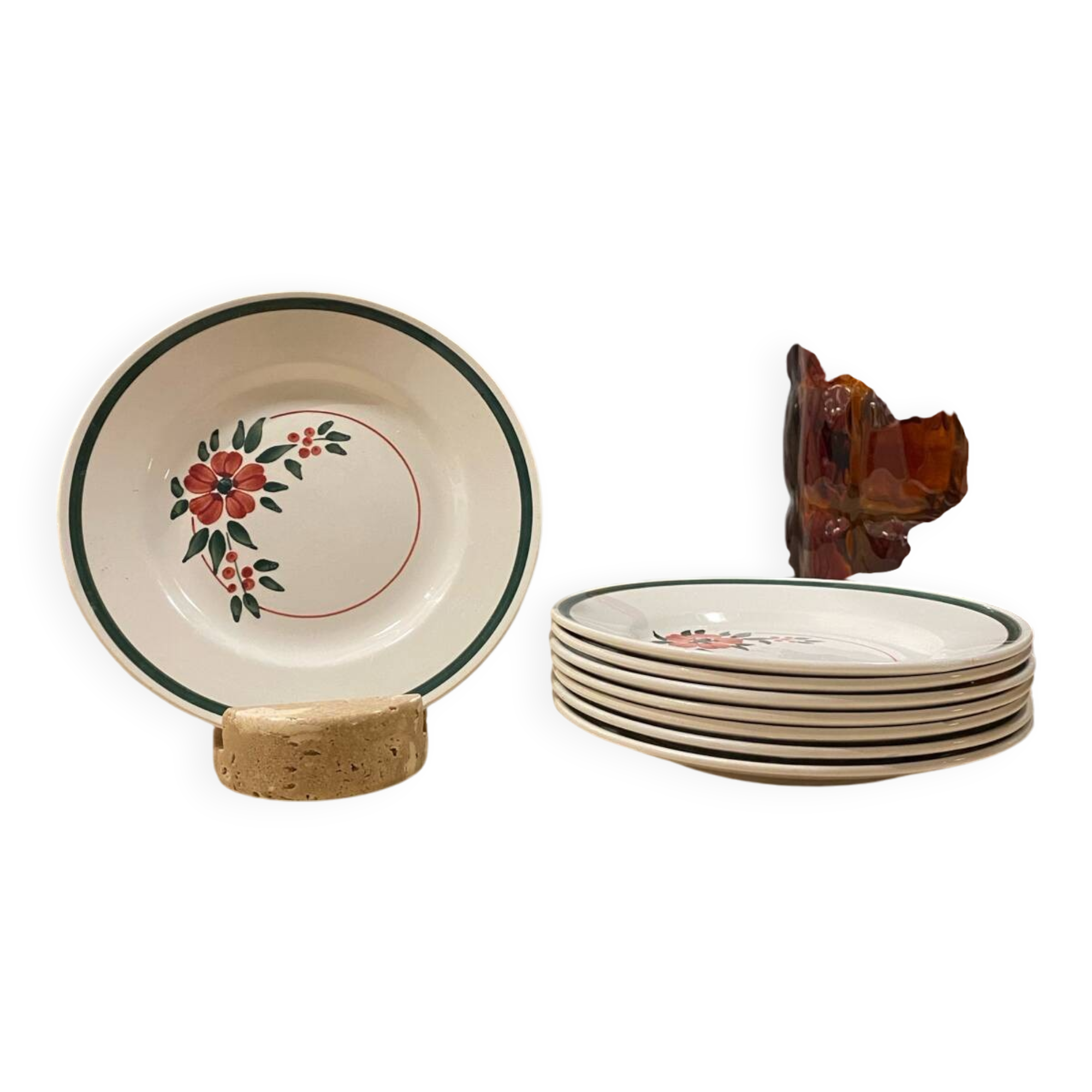 Lot de 8 jolies assiettes à dessert modèle Simone de la maison H.B.C.M