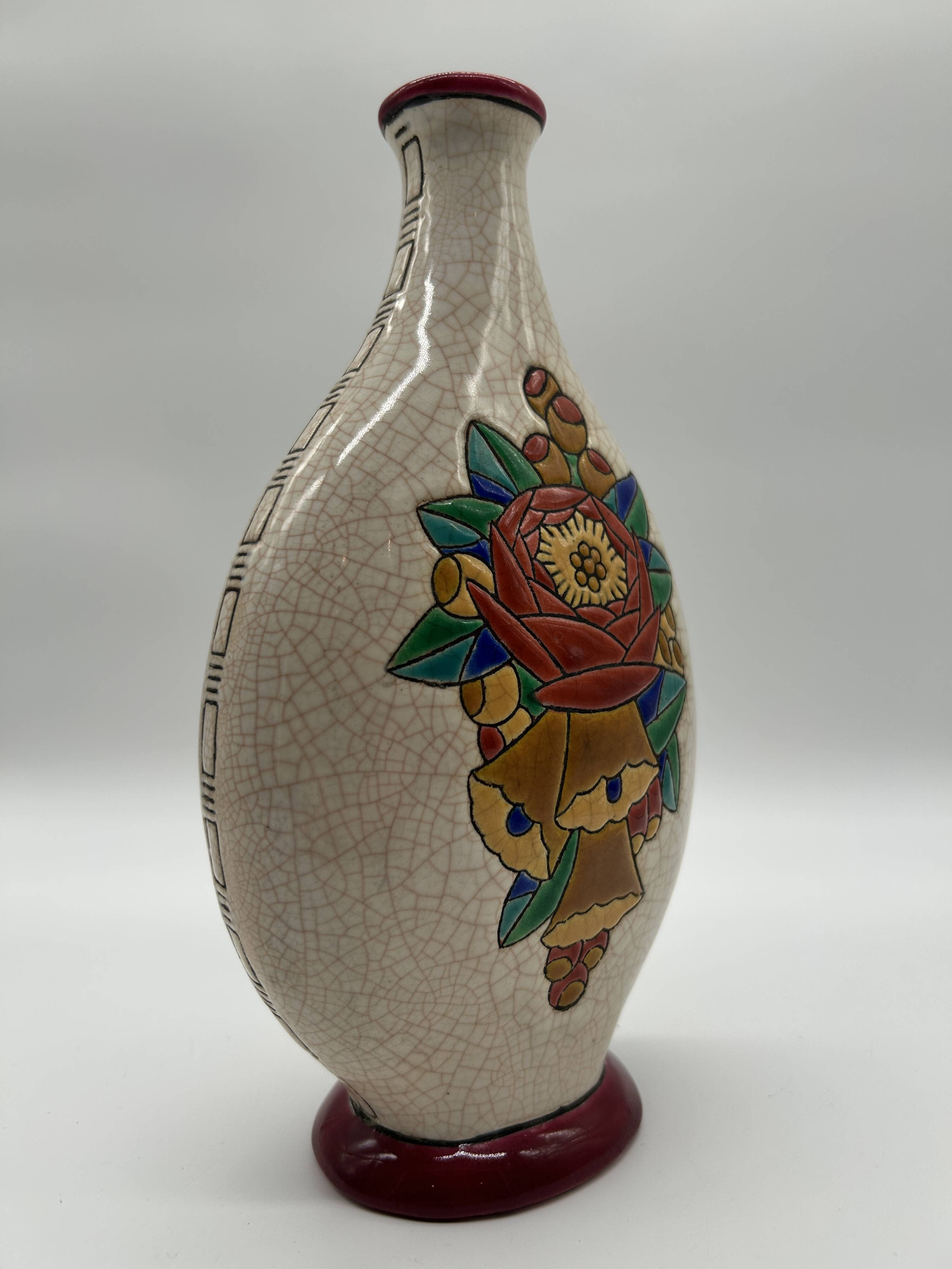 Vase art deco en émaux de longwy