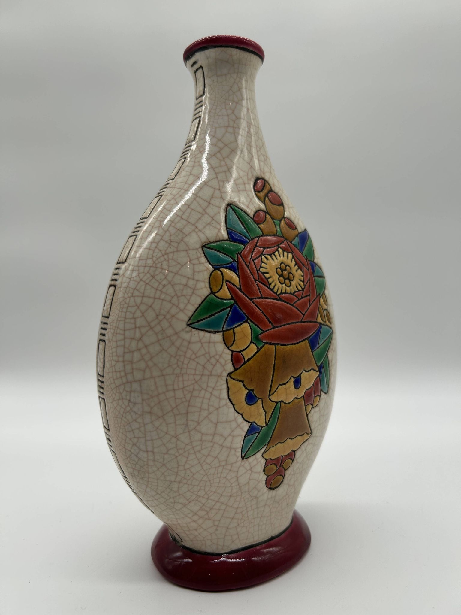 Art deco vase in longwy enamels