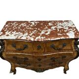 Louis XV style chest of drawers with curved caryatids on all sides in marquetry