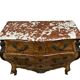 Commode a cariatides galbée toutes faces style Louis XV en marqueterie