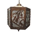 Antique Openwork Sawn Brass Pendant Lamp, early 1900s