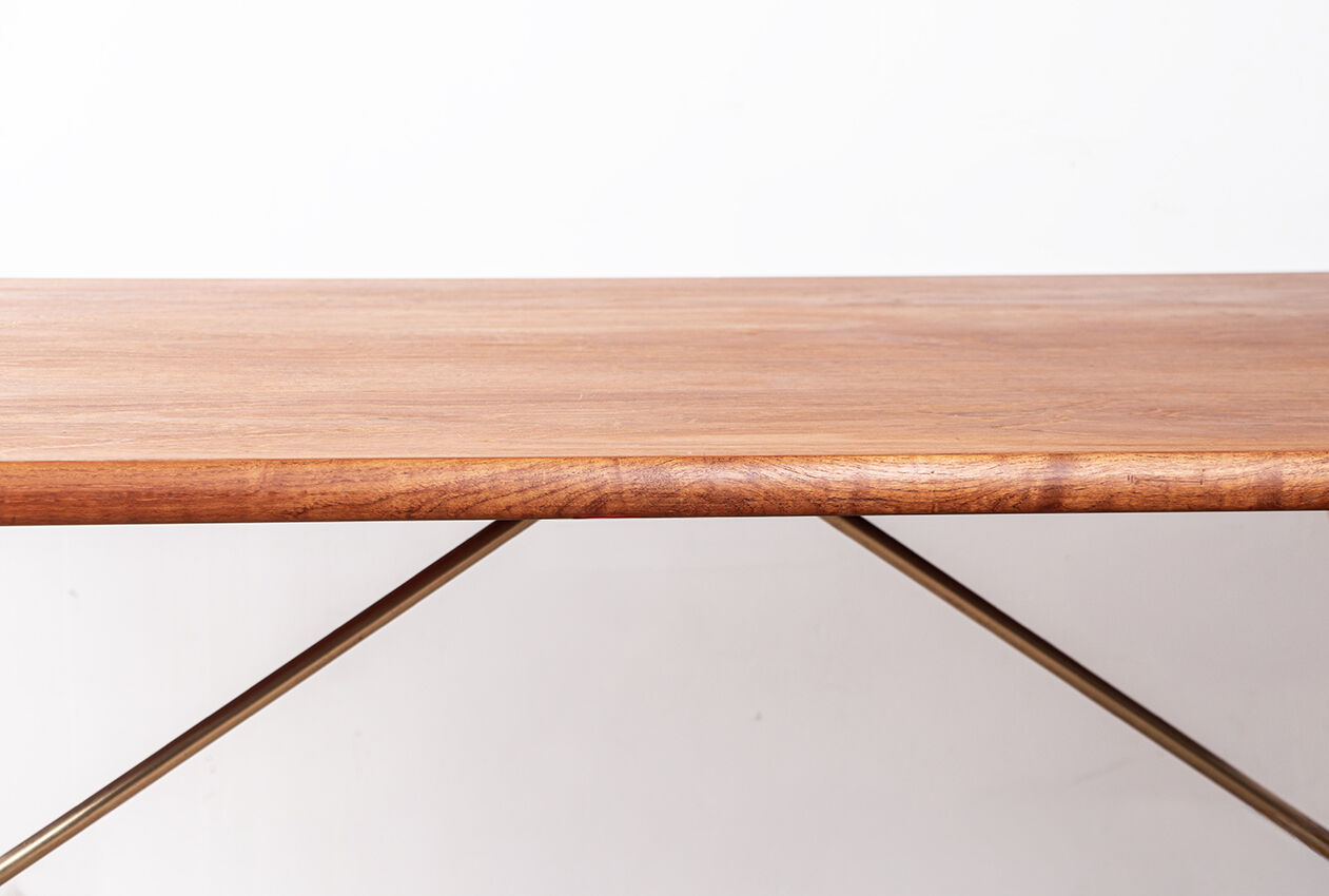 Danish dining table in teak, beech, and brass, model AT 303 Hans Wegner.