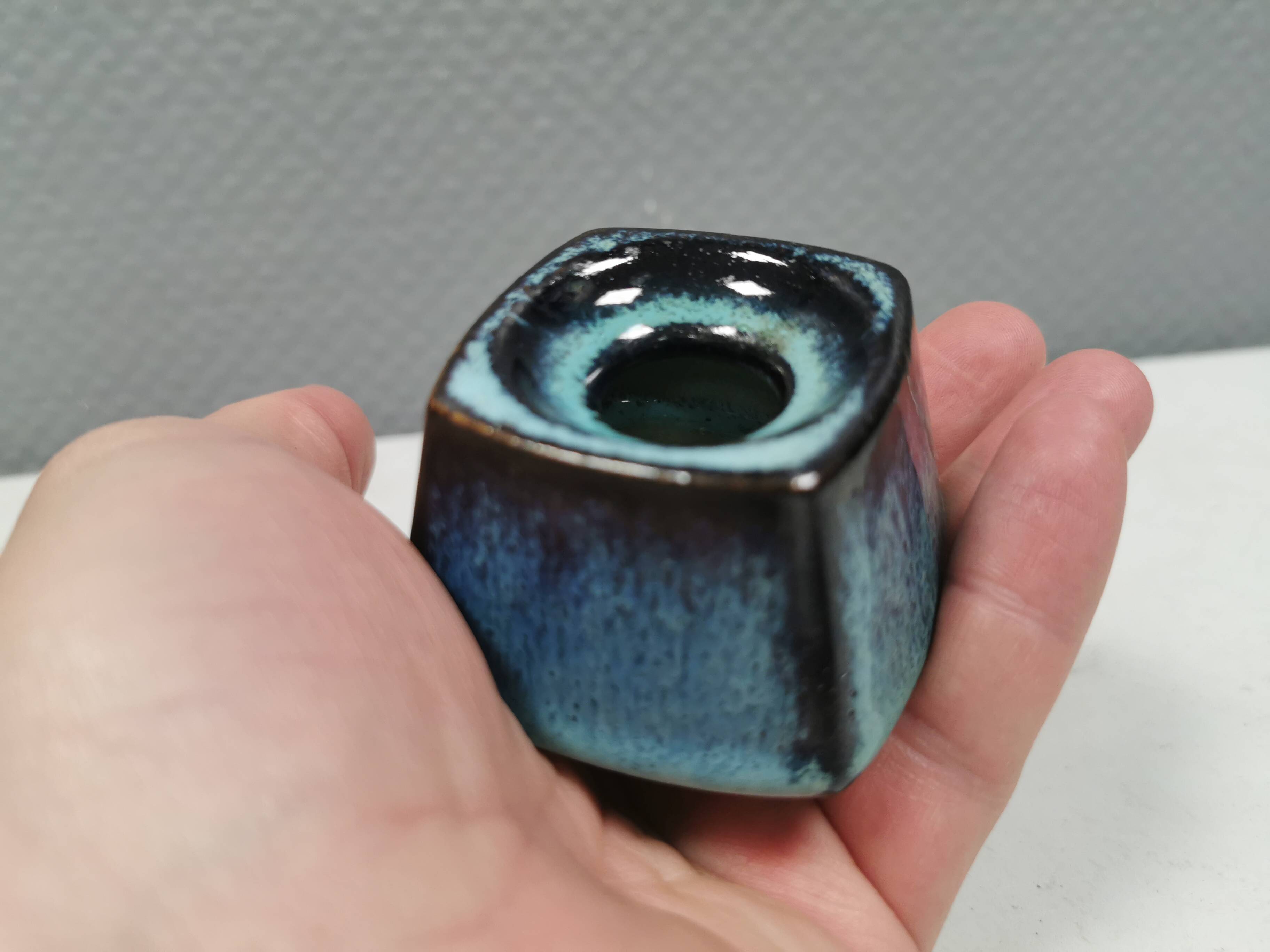 Small delicious candle holder from Danish Stogo ceramics 1980s