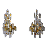 Paire d'appliques oscar torlasco, verre triedri, italie, 1970