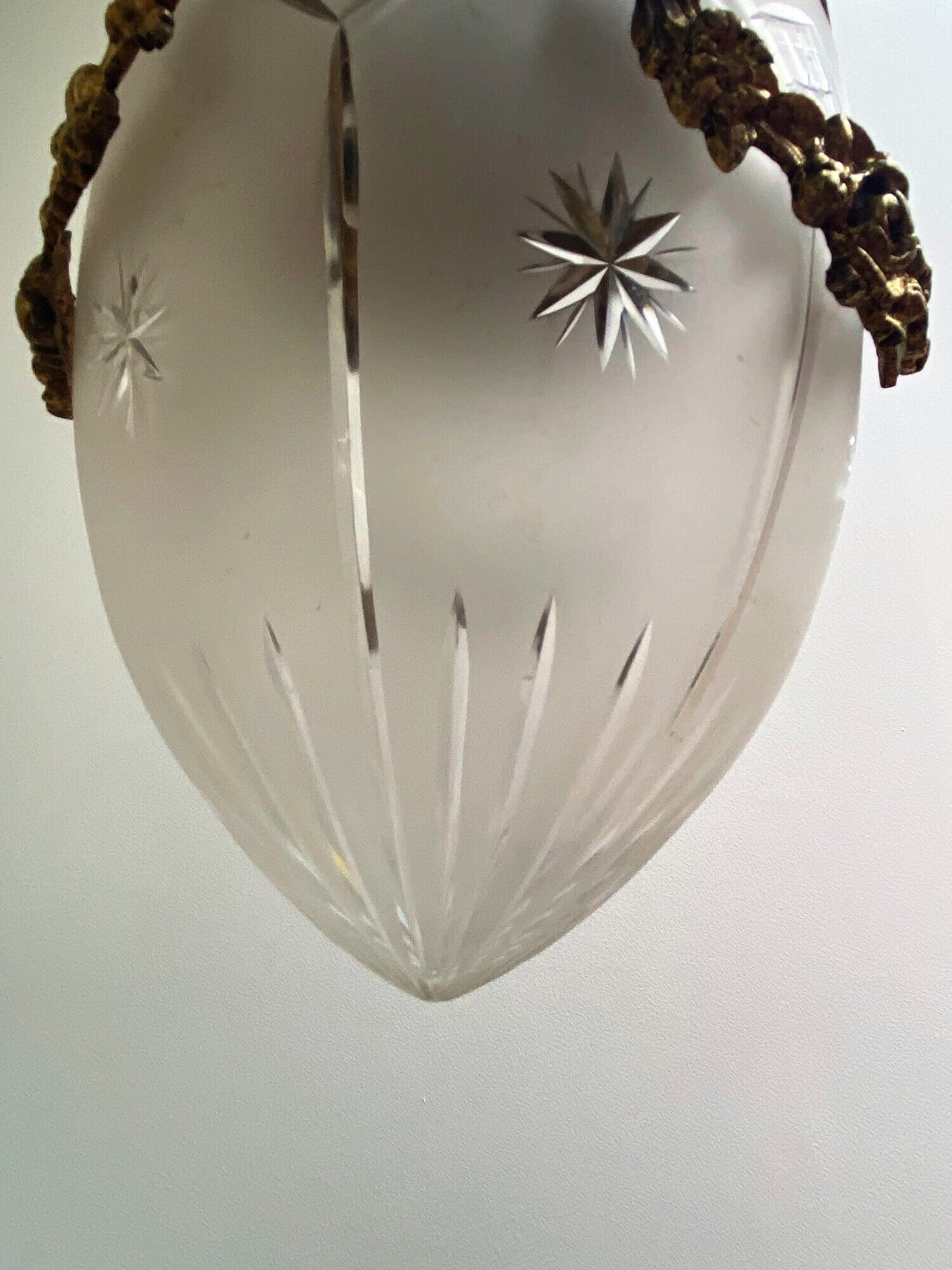 Suspension lamp in gilded bronze and frosted glass nineteenth century