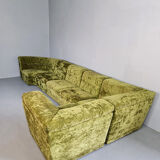 Vintage design modular sofa green velvet 'Groovy 70s'