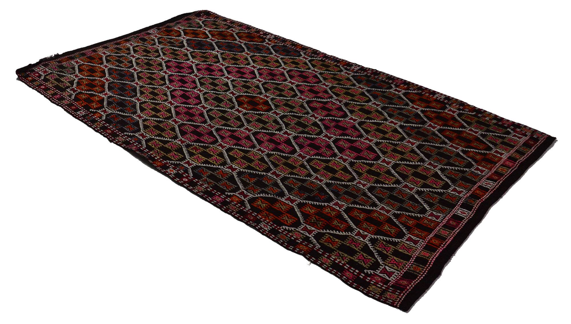 Area kilim rug ,vintage wool turkish handknotted kilim, 300 cmx 165 cm rug