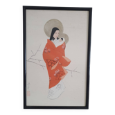 Japanese gouache painting on silk - 1930s