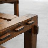 Pair of 1970s Brutalist Solid Oak Side Chairs