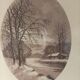 Original etching painting, Winter, signed Legay, XX th