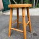 2 vintage solid wood stools — Trayeur / brutalist style