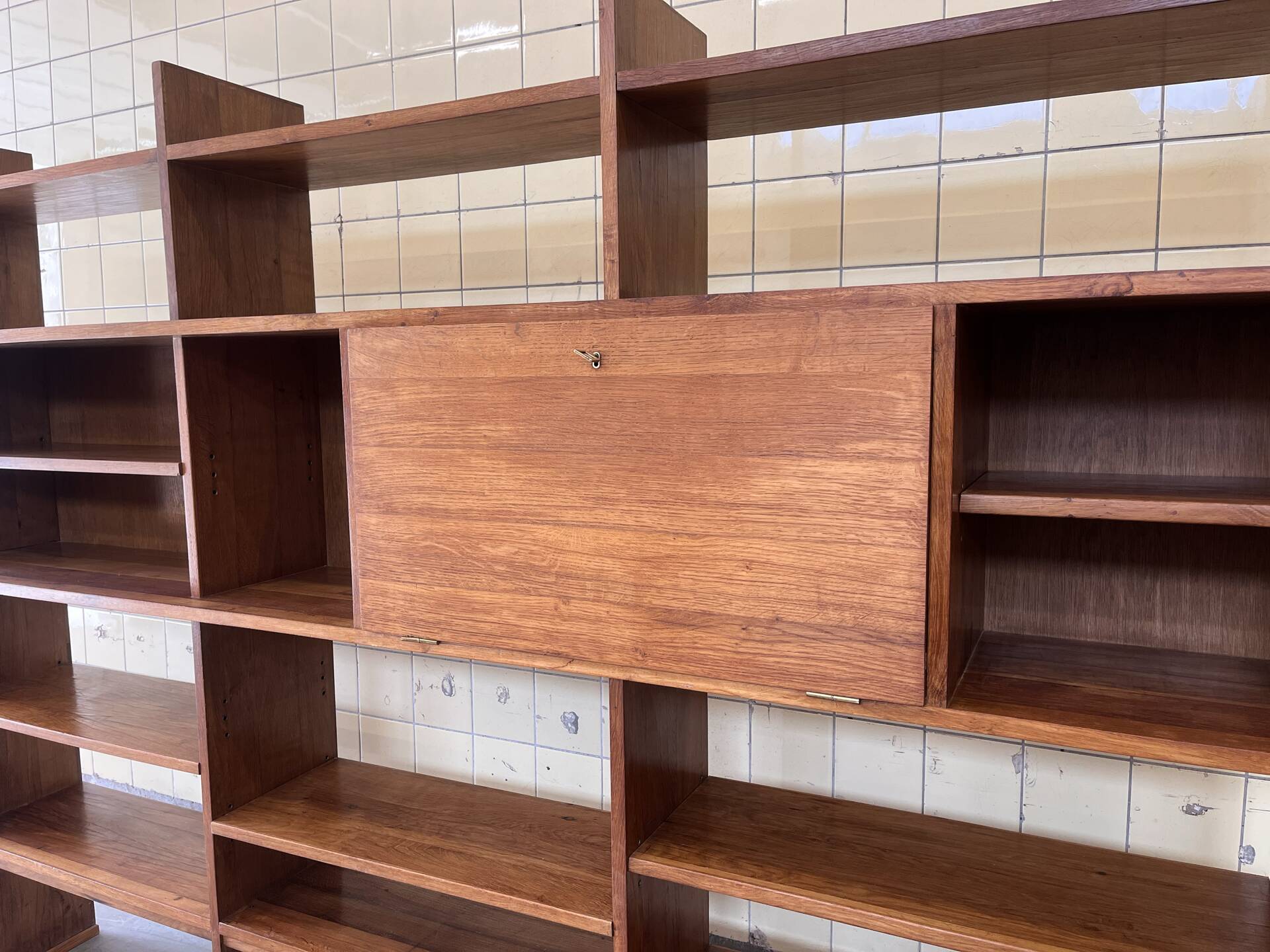 Vintage elm wood wall unit