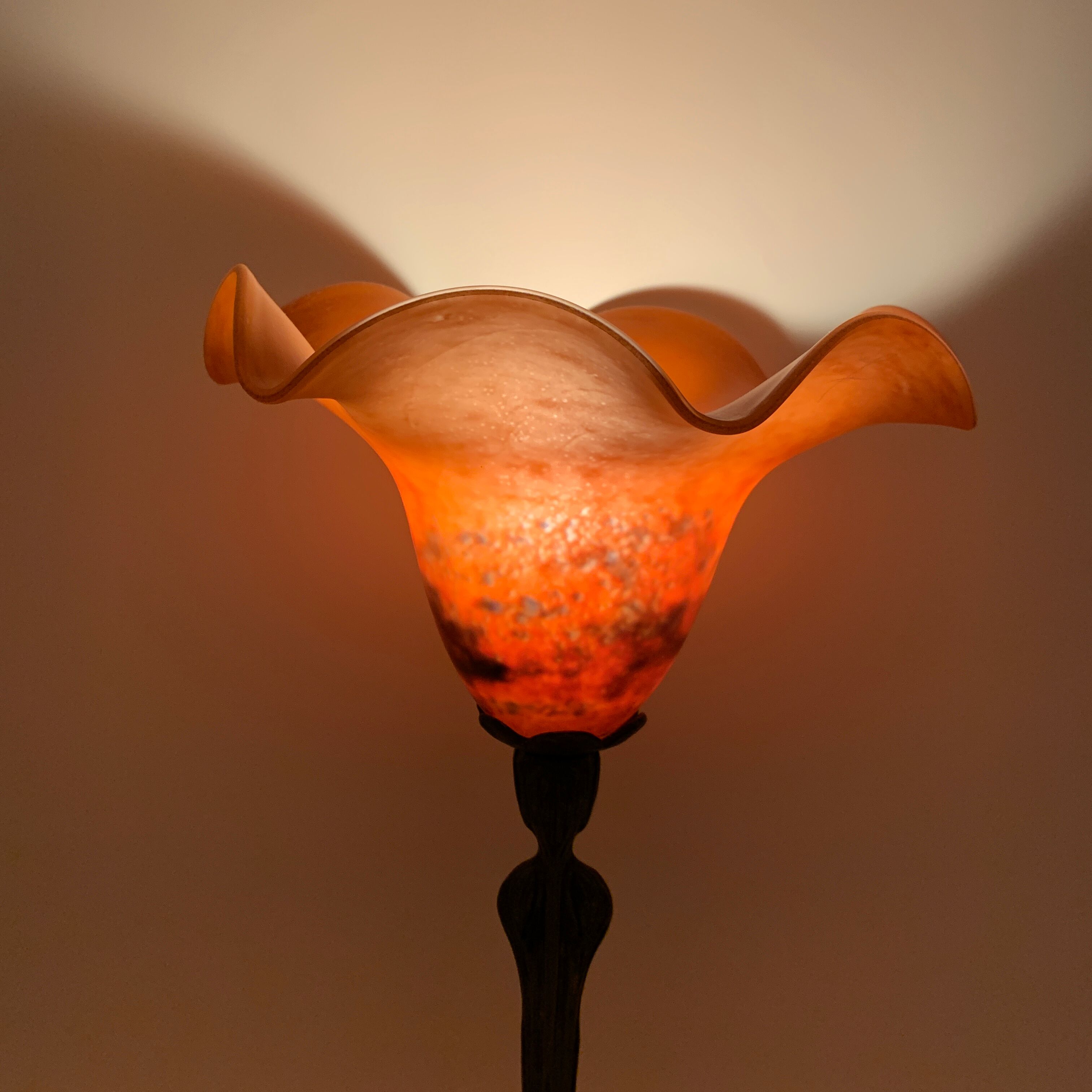 Art Nouveau Bronze style lamp and glass pasta