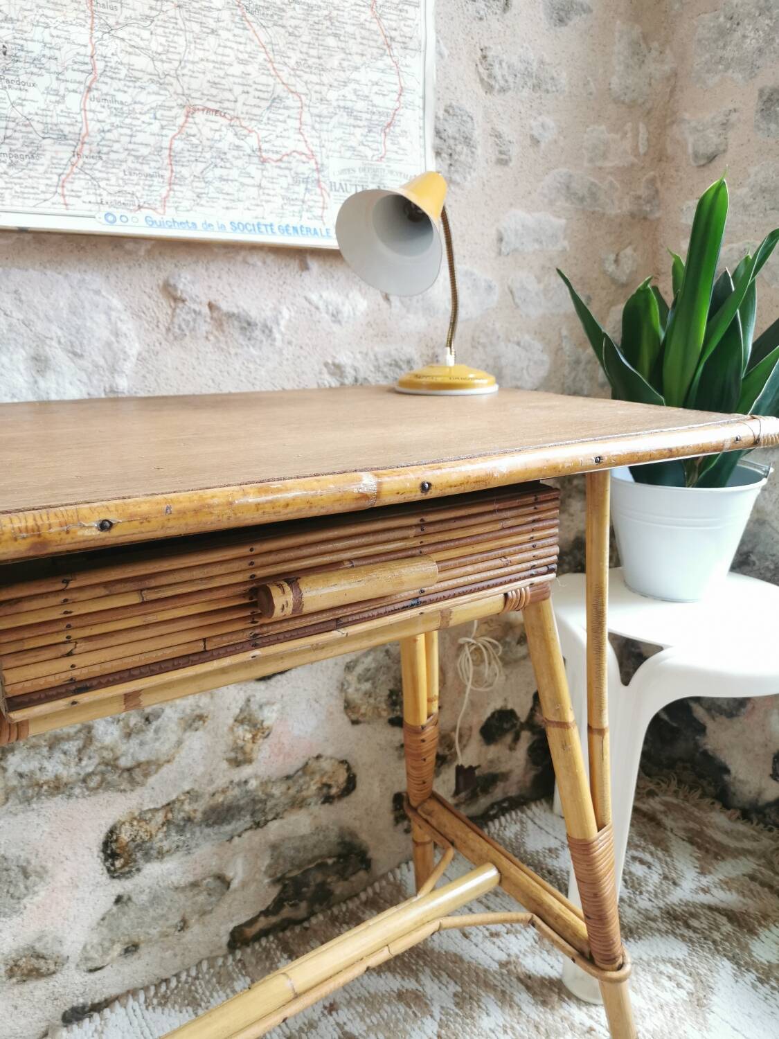Vintage rattan desk from the 60s