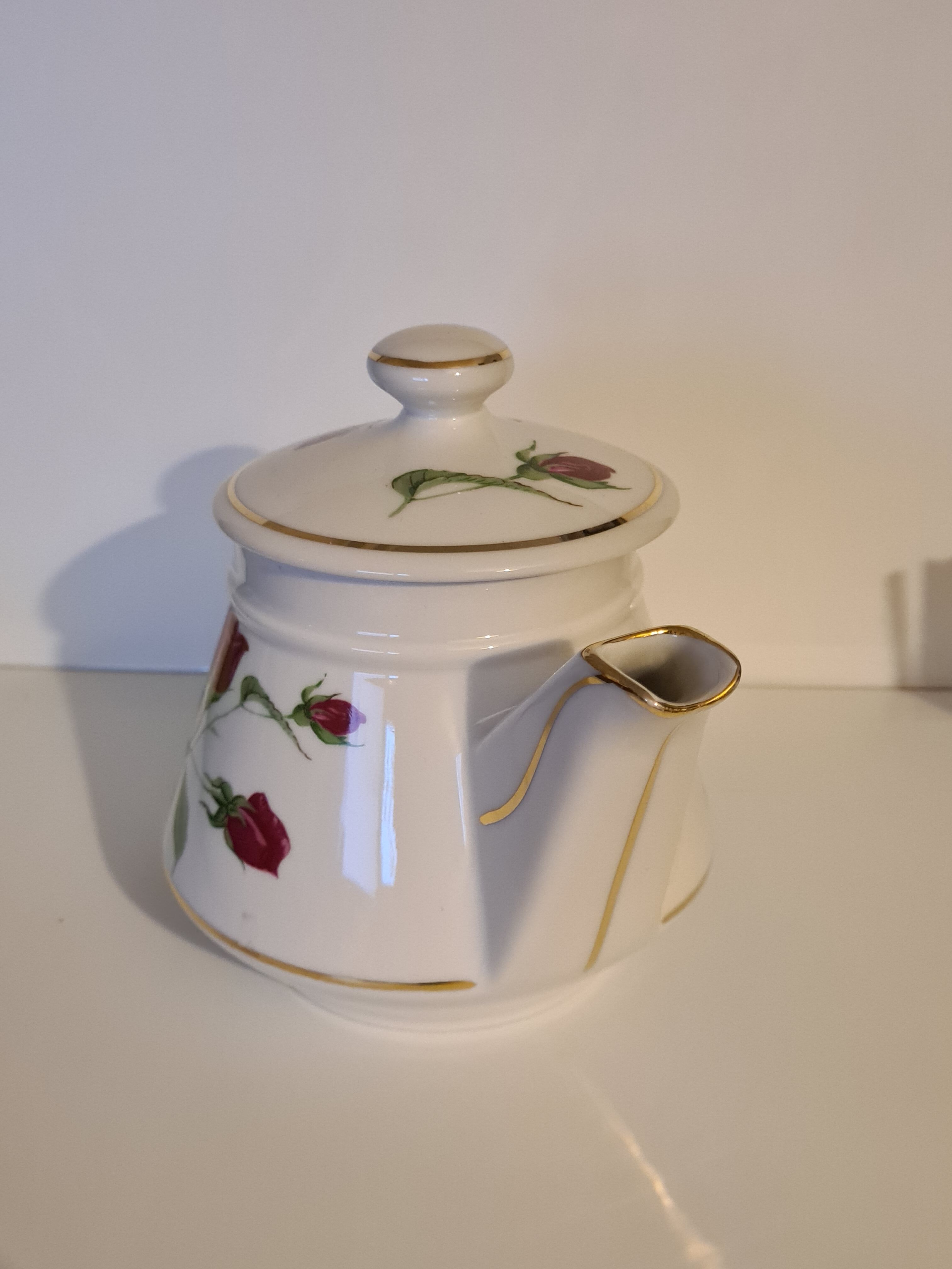 Teapot Email de Limoges Porcelain from Barry Décor Roses