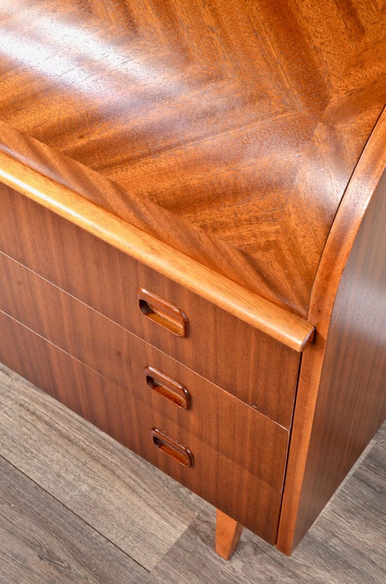 Mid-century Danish style vintage Swedish teak desk drinks cabinet by Egon Ostergaard