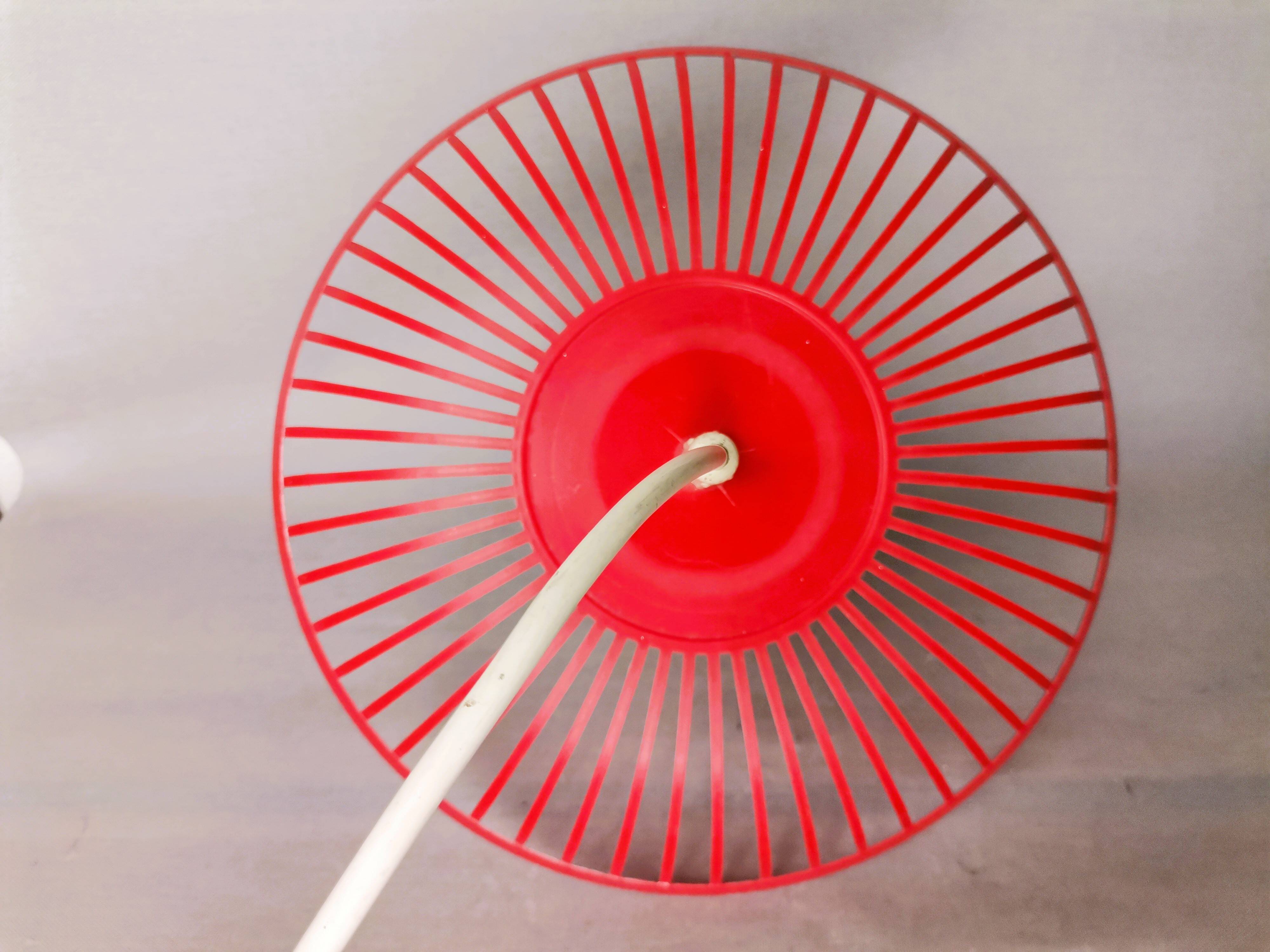 Mid-Century Kitchen Table Hanging Lamp in Red Plastic, 1960s