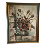 Tableau huile sur toile bouquet de fleurs